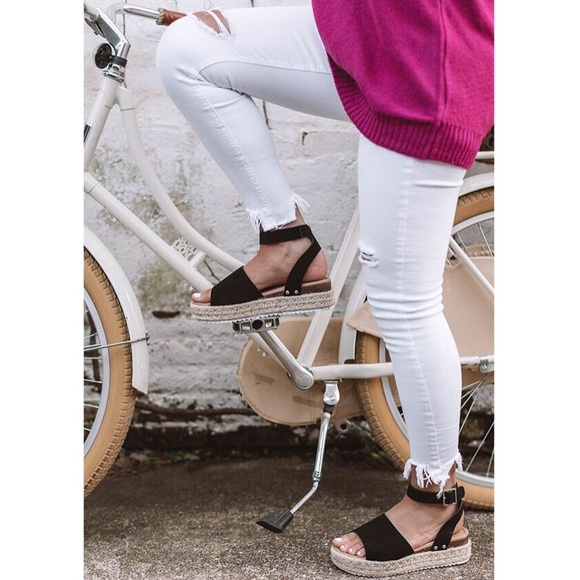 Black Espadrilles Platform Sandals Platform - Picture 6 of 8